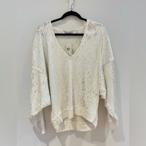 White Sequin V Neck IRO Sweater Size 42